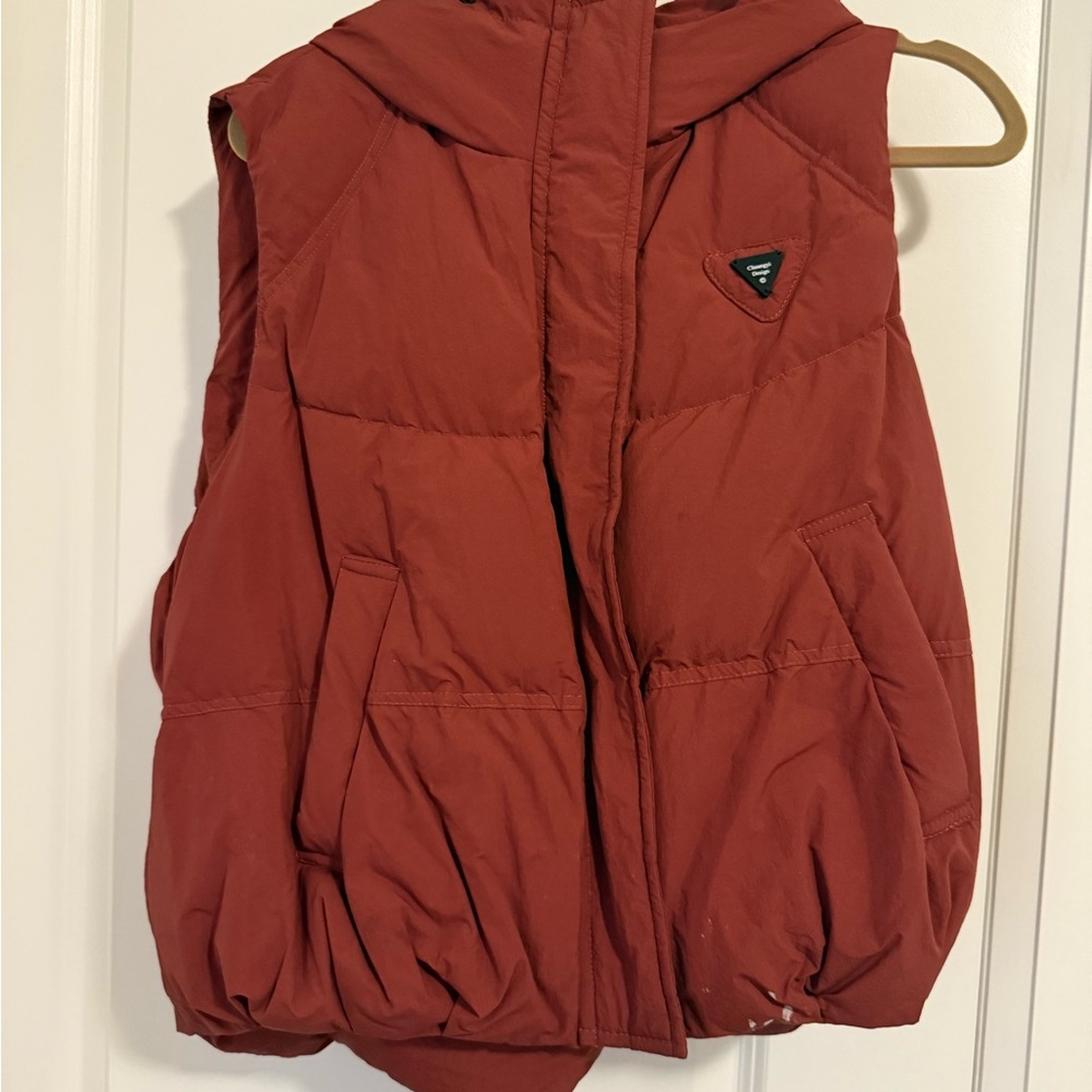 Red Hooded Puffer Vest